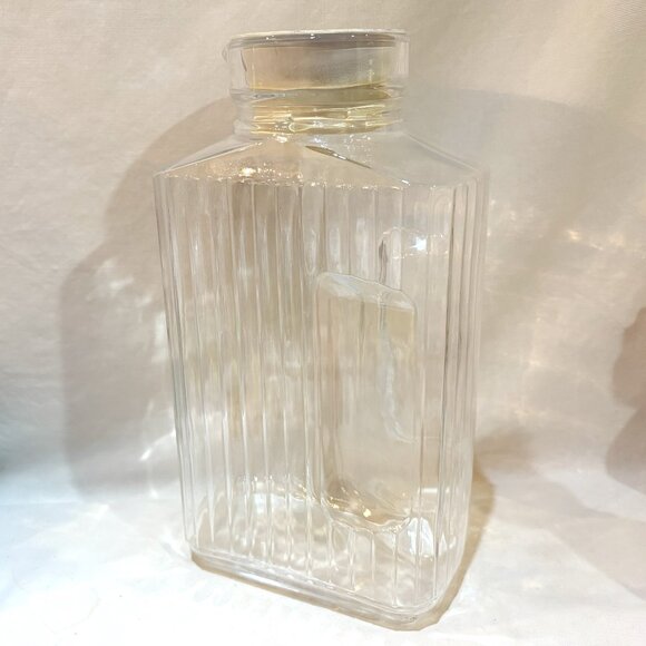 VTG 2 Quart ARC FRANCE Clear Glass Ribbed Rectangle Water Carafe PITCHER 64 oz - Picture 3 of 6